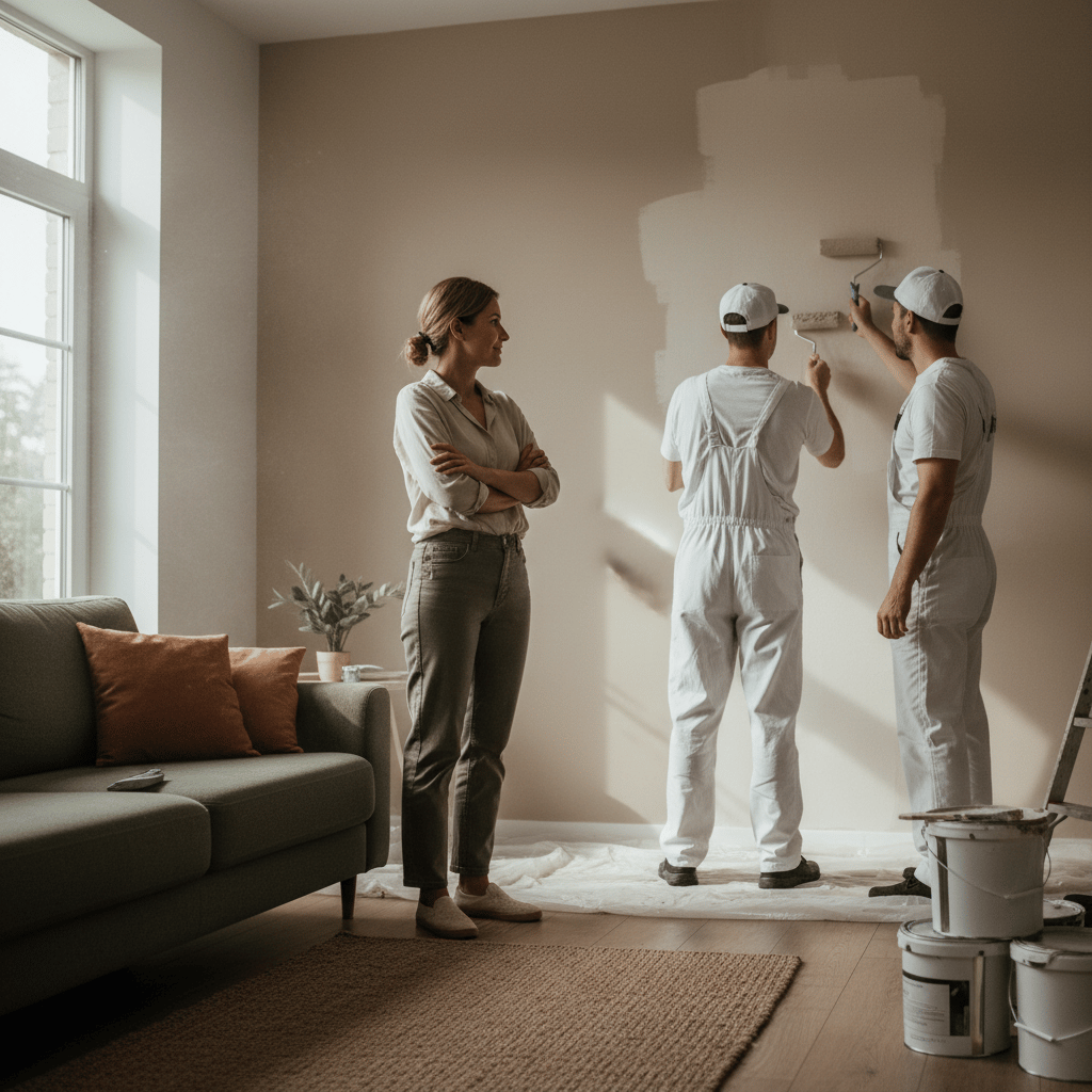 Interior painting in progress